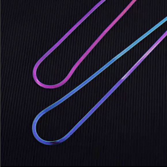 None Jewelry - New titanium rainbow steel herringbone snake chain rope choker omega necklace